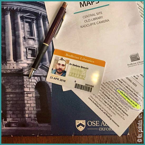 I sette luoghi letterari di Oxford: una guida tra Harry Potter, Tolkien e Lewis - La tessera per la Bodleian Libary